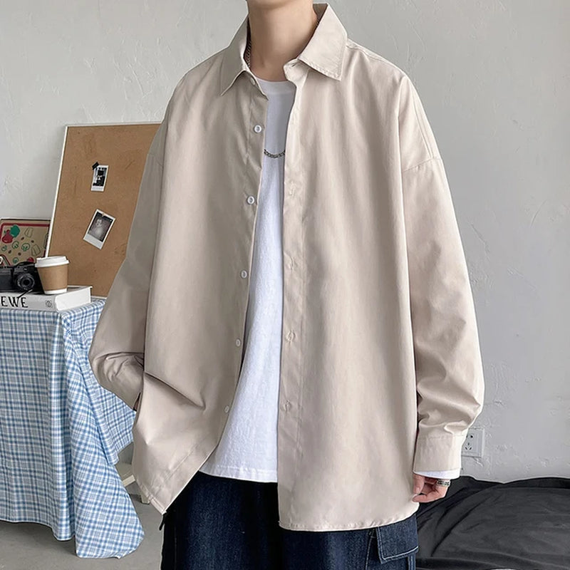 Men Korean Fashion White Long Sleeve Shirts 2023 Mens Harajuku Black Oversized Shirt Male Button up Shirts Blouses 5XL-Gennys fashion