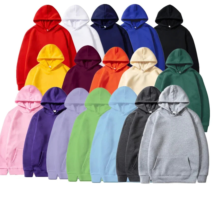Unisex Solid Color Pocket Hoodies