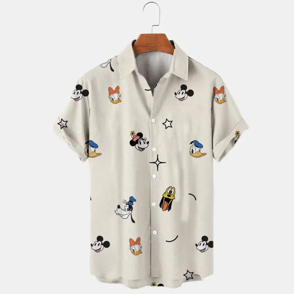 Disney Mickey Mouse Hawaiian Shirt 3D Printed Floral Temperament Men'S Shirt Summer Fashion Street Trend Vintage Boutique-Gennys fashion