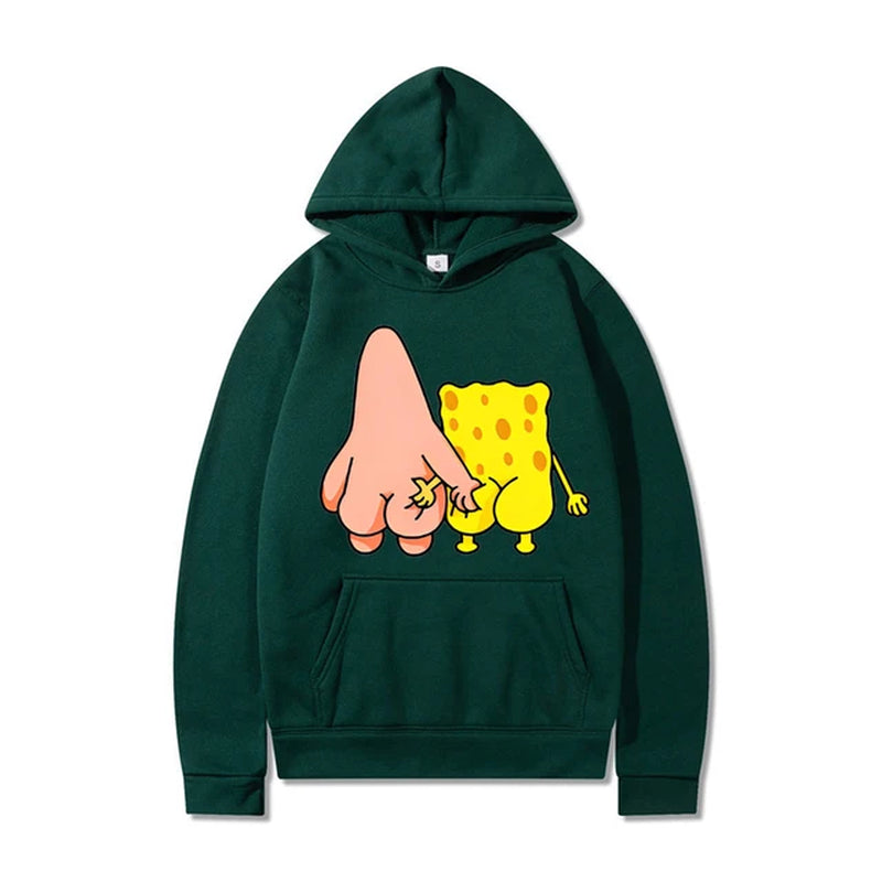 Fun and Funny Spongebob Squarepants and Patrick Star Men'S and Women'S Fashion Anime Street Trend Y2K Leisure Sports Hoodie-Gennys fashion