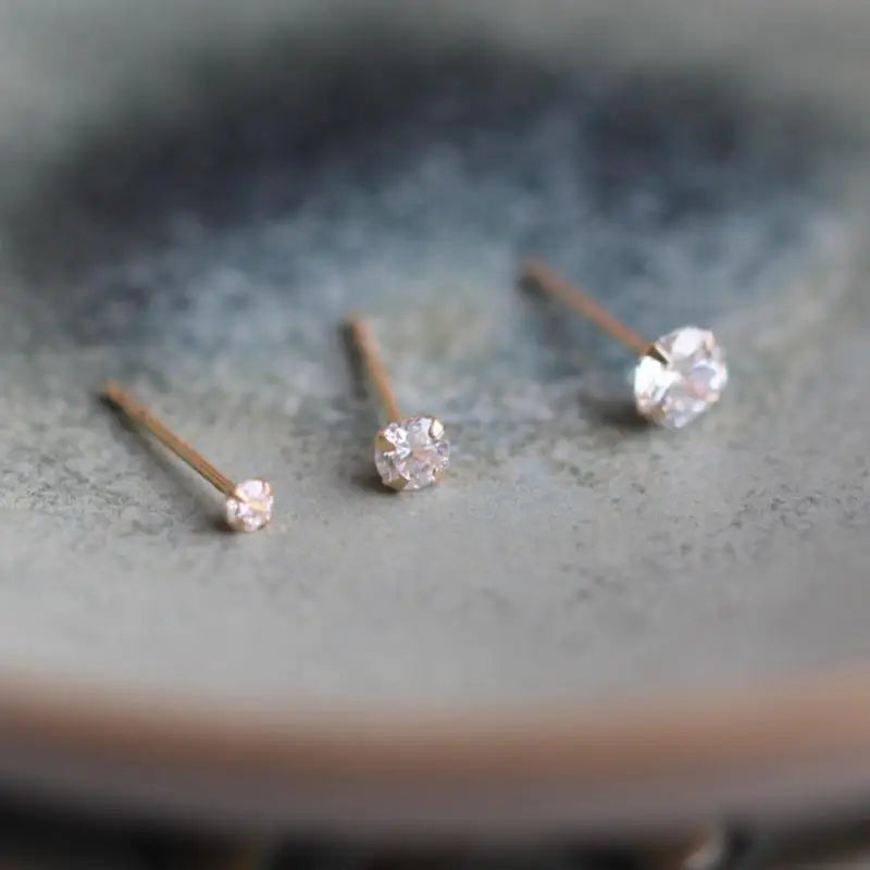 14 K Gold Crystal Earring for Women, Mini Dainty Simple Style, Small Stud Earrings, Jewelry Gift, Kj50-Gennys fashion
