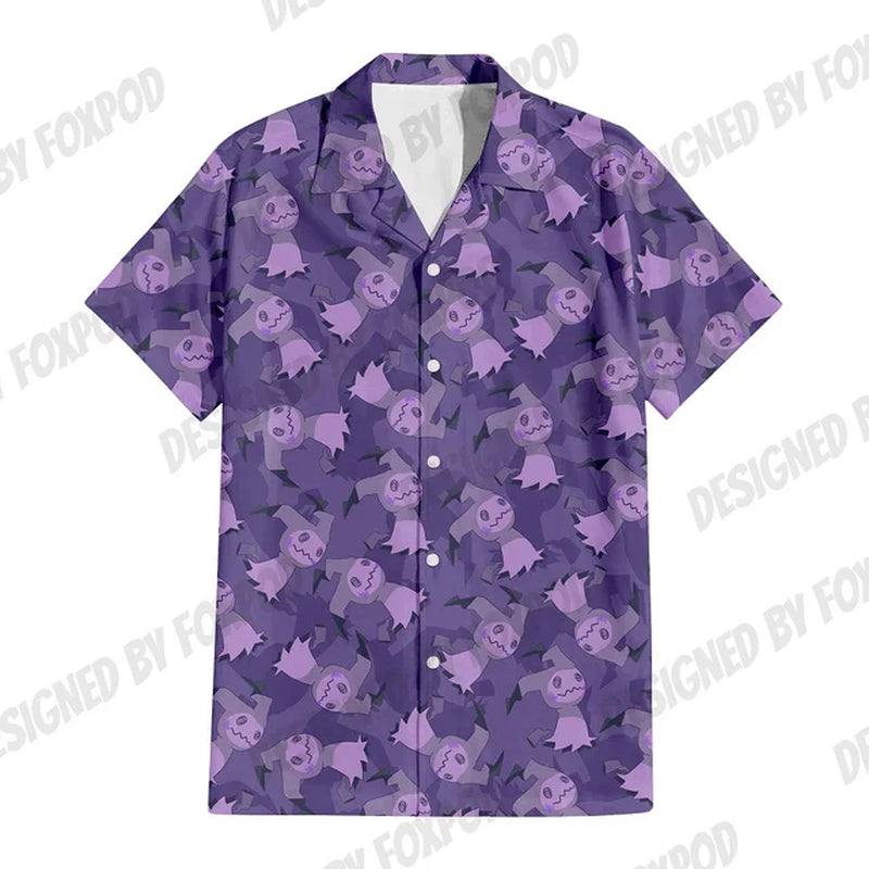 Summer Anime Style Pattern Printing Cartoon Animal Oversized Hawaiian Short Sleeved Shirt for Men'S Original Harajuku Clothes-Gennys fashion