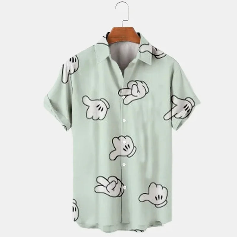 Disney Mickey Mouse Hawaiian Shirt 3D Printed Floral Temperament Men'S Shirt Summer Fashion Street Trend Vintage Boutique-Gennys fashion