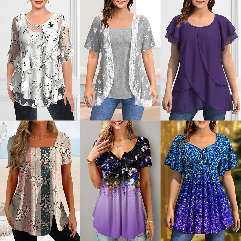 Floral Chiffon Ruffle Top