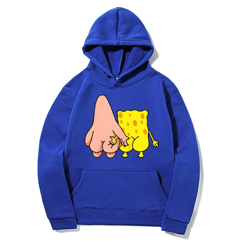 Fun and Funny Spongebob Squarepants and Patrick Star Men'S and Women'S Fashion Anime Street Trend Y2K Leisure Sports Hoodie-Gennys fashion