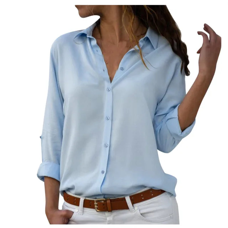 Spring Women White Chiffon Shirt Female Blouse Tops Long Sleeve Casual Turn-Down Collar Ol Style Women Loose Blouses Блузки @40-Gennys fashion