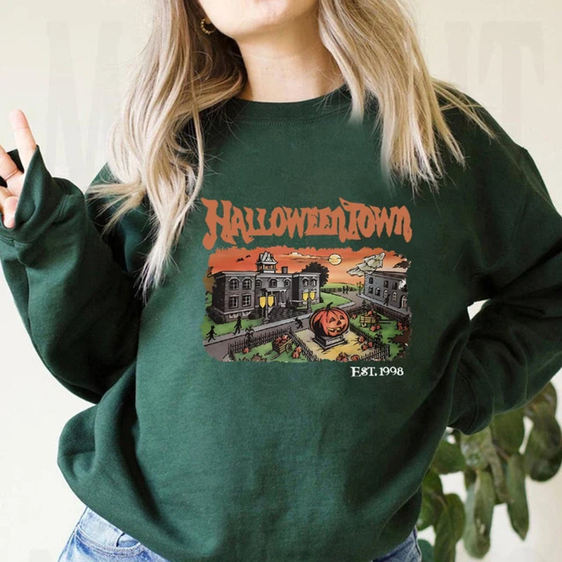 Retro Halloweentown 1998 Crewneck Sweatshirt Halloween Shirt Funny Halloween Party Sweater Fall Pumpkin Tshirts Halloween Gift-Gennys fashion