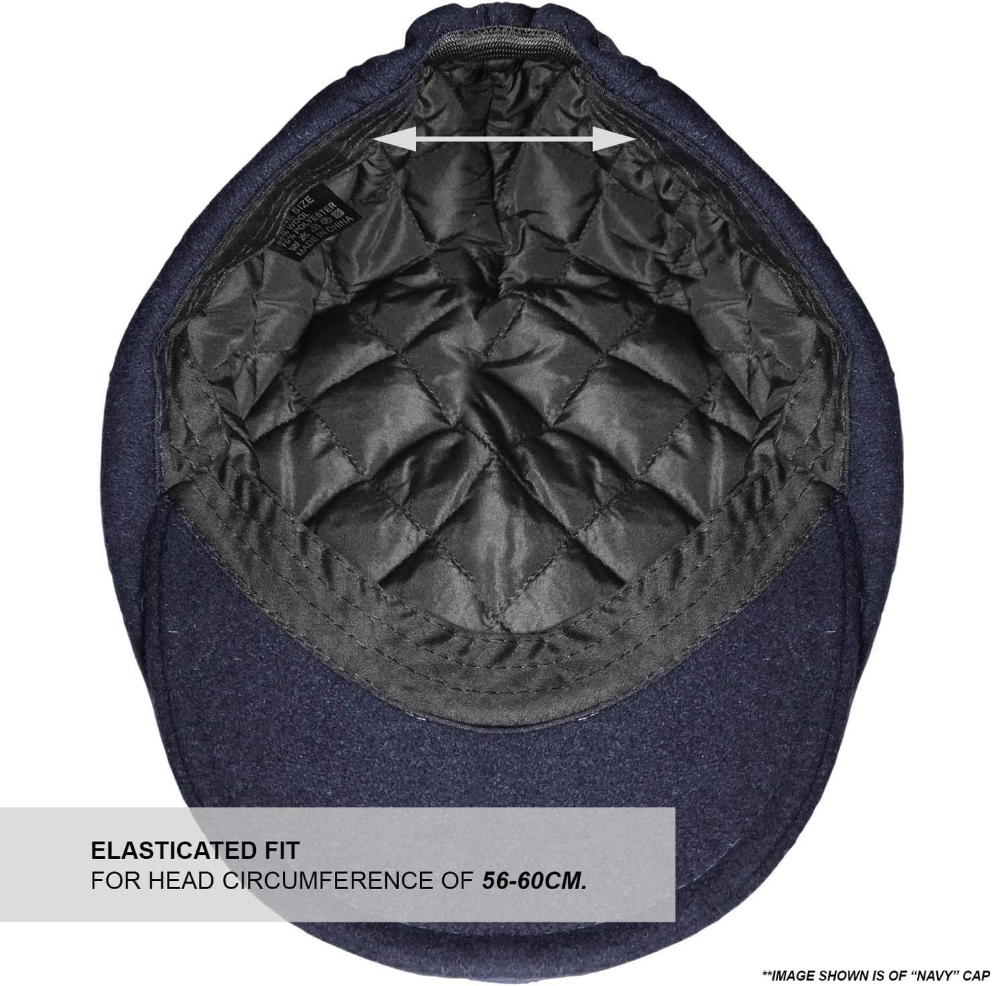 ® Mens Plain Wool Blend Flat Cap