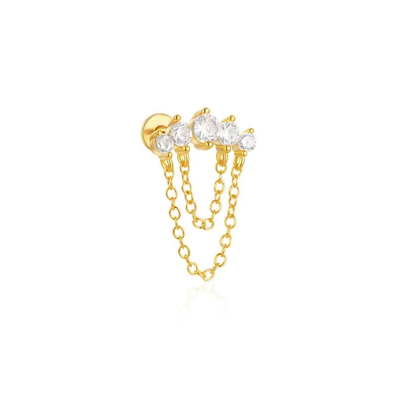 925 Silver Square CZ Stud Earrings-Gennys fashion