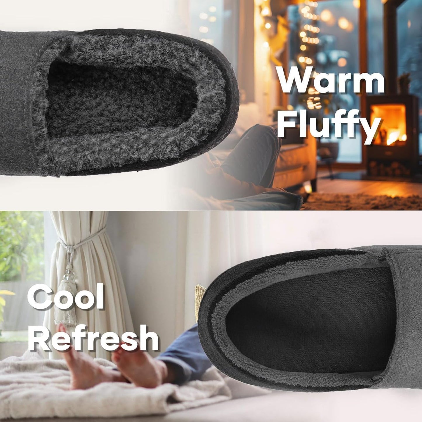 Men'S Wool Blend Closed-Back Slippers, Indoor/Outdoor Durable House Shoes with High-Density Foam-Gennys fashion