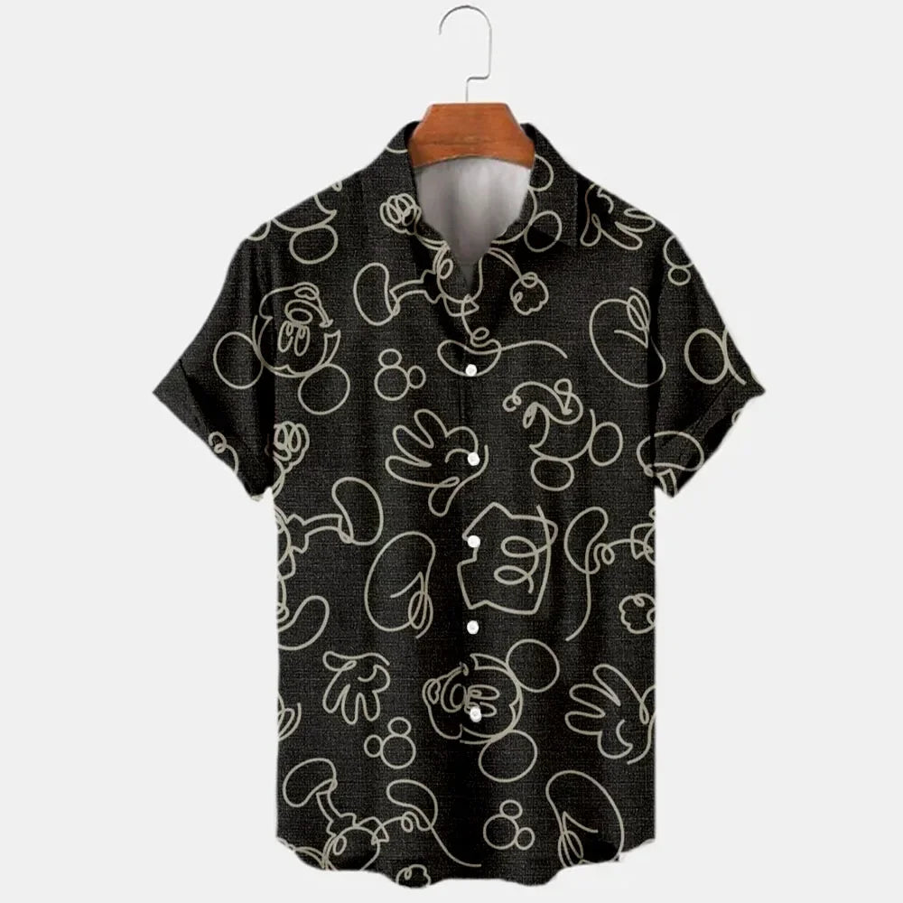 Disney Mickey Mouse Hawaiian Shirt 3D Printed Floral Temperament Men'S Shirt Summer Fashion Street Trend Vintage Boutique-Gennys fashion