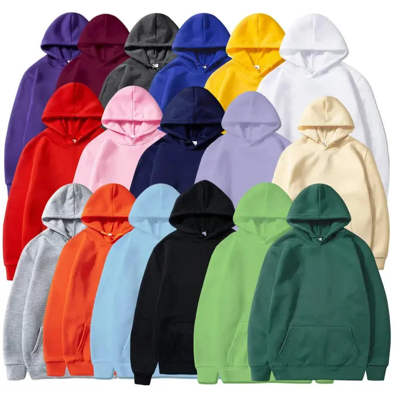Men'S and Women'S Hooded Sweatshirts, Hip Hop Hooded, Monochrome, Fleece, Elasticity, Casual Pullover, Sportswear, New Fashion,-Gennys fashion
