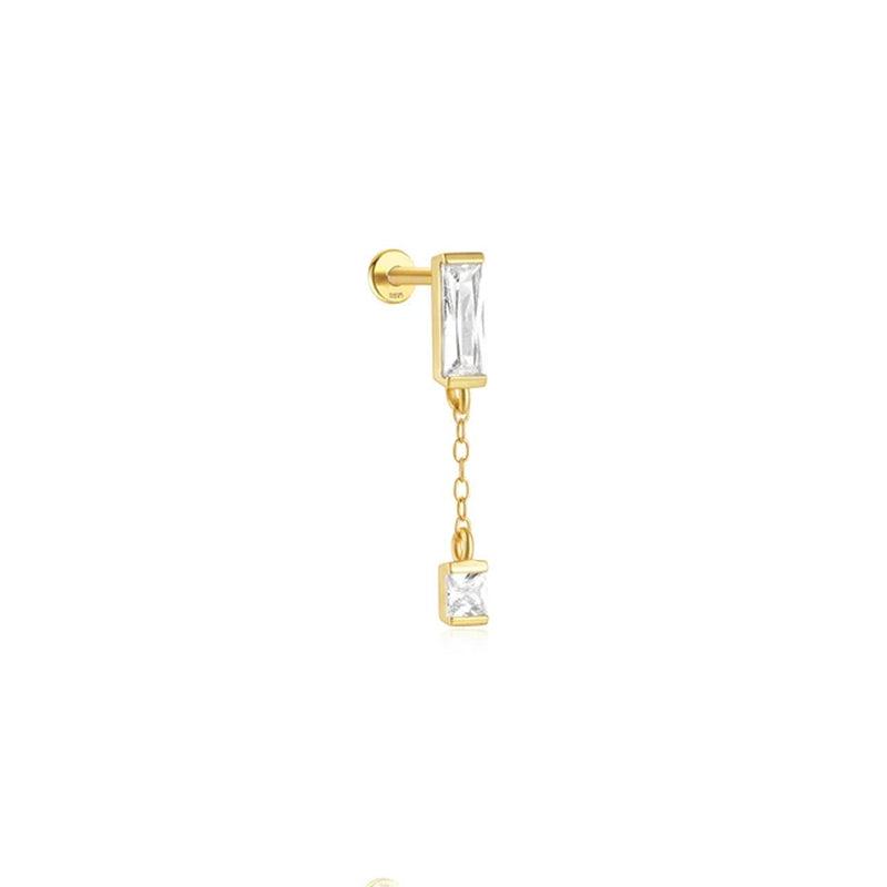 925 Silver Rhombus Zircon Stud Earrings-Gennys fashion