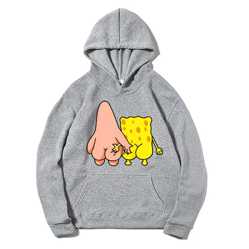Fun and Funny Spongebob Squarepants and Patrick Star Men'S and Women'S Fashion Anime Street Trend Y2K Leisure Sports Hoodie-Gennys fashion