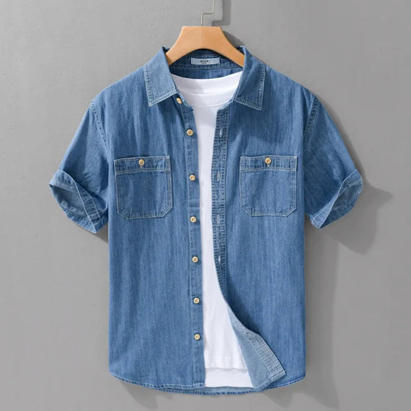 Men's Slim Cotton Denim Shirt