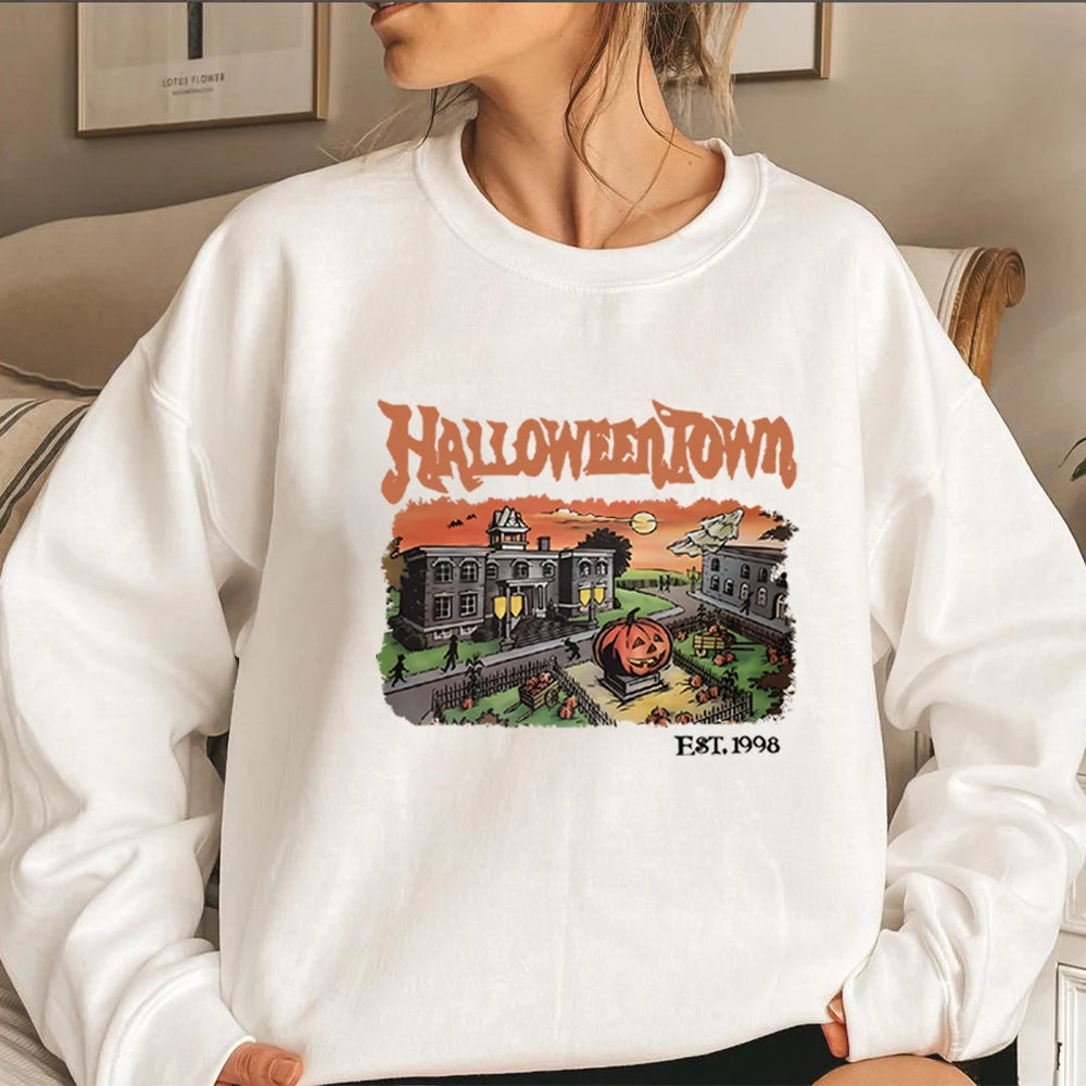 Retro Halloweentown 1998 Crewneck Sweatshirt Halloween Shirt Funny Halloween Party Sweater Fall Pumpkin Tshirts Halloween Gift-Gennys fashion