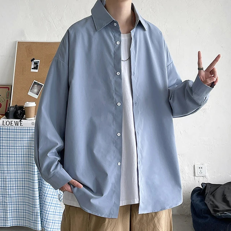 Men Korean Fashion White Long Sleeve Shirts 2023 Mens Harajuku Black Oversized Shirt Male Button up Shirts Blouses 5XL-Gennys fashion