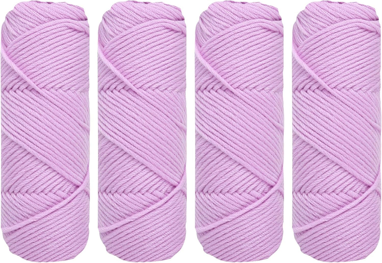 Crochet Knitting Wool Cotton Wool Double Knitting Yarn Multi-Colored Acrylic Crochet Yarn Set for Hats Doll (Light Purple)-Gennys fashion
