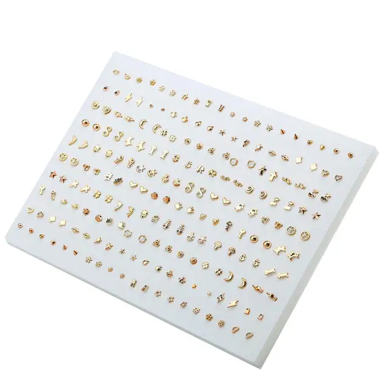 100Pair Women Acrylic Crystal Small Stud Earrings Set Girls Child Heart Star Animal Moon Crown Plastic Geometric Earring Jewelry-Gennys fashion