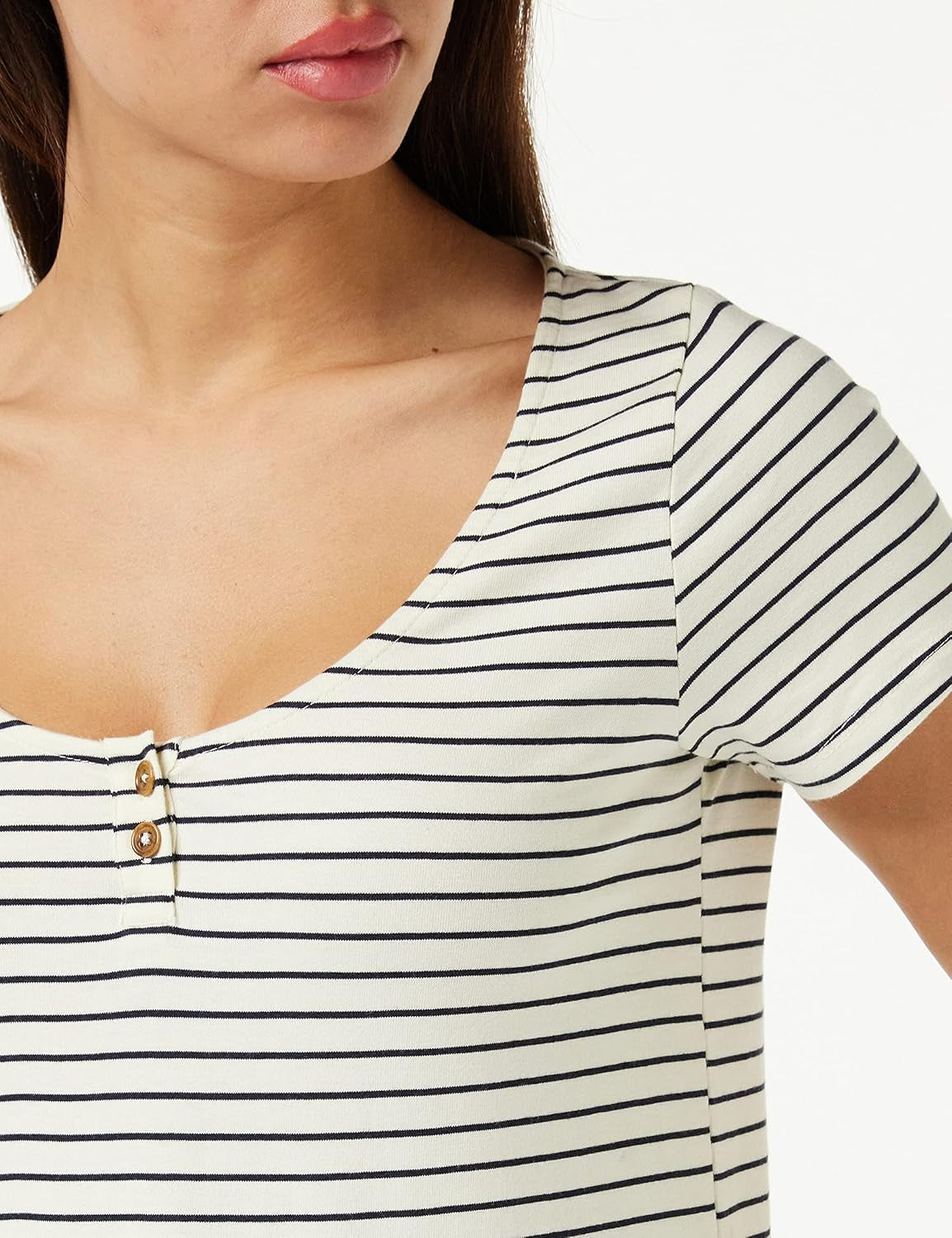 Women'S Tianna Striped Top Henley Shirt-Gennys fashion
