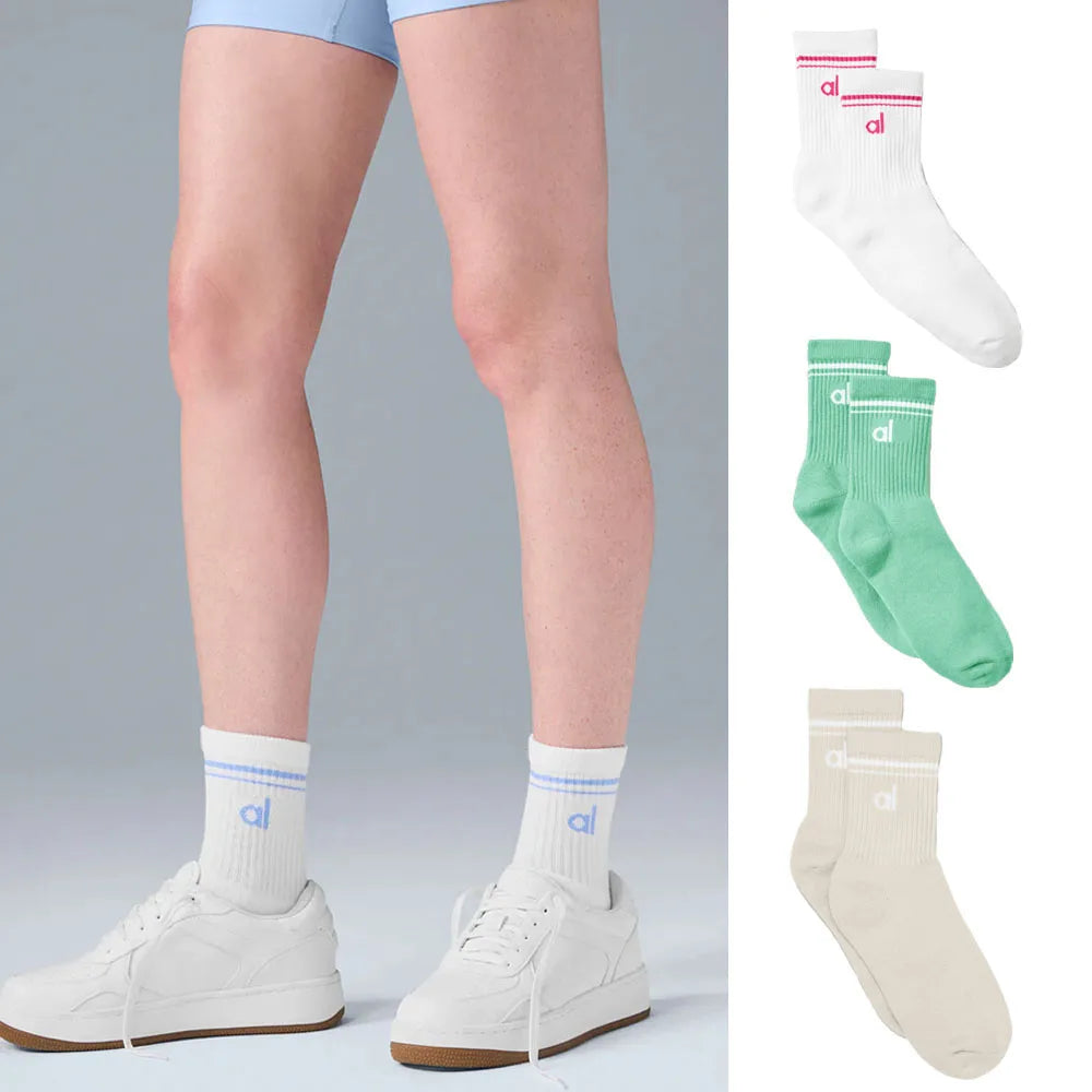 AL Fashion Yoga Sock Retro Cotton Sports Medium Long Socks Pilates Fitness Sports Four Seasons Socks Women'S Yoga Medium Sock-Gennys fashion
