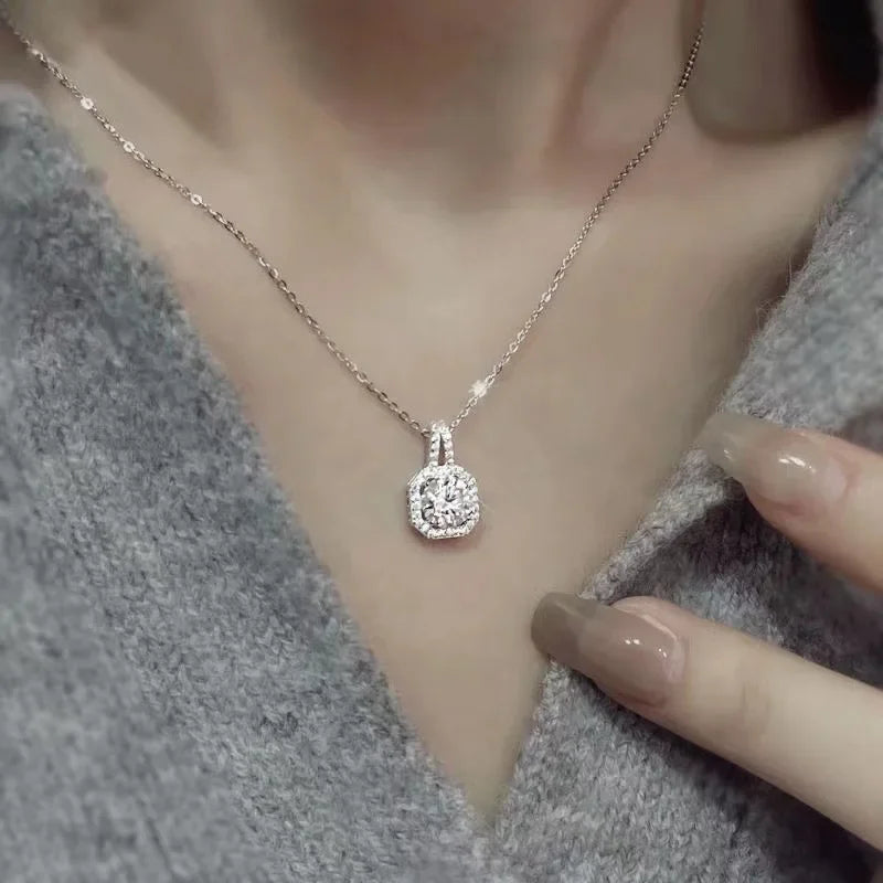 3Pcs/Set Artificial Moissanite Crystal Square Necklace Earrings Ring Luxury Wedding Engagement Reception Jewelry Set for Lover-Gennys fashion