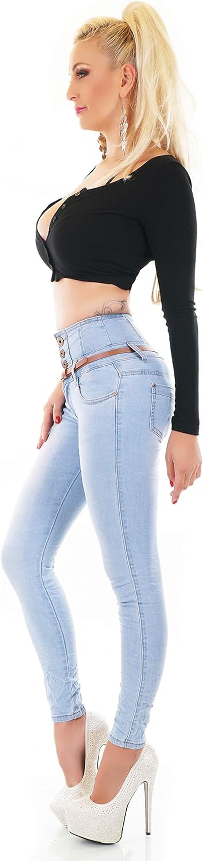 Women'S High Waist Jeans Skinny Slim Stretch Denim Trousers UK Sizes 4-14-Gennys fashion