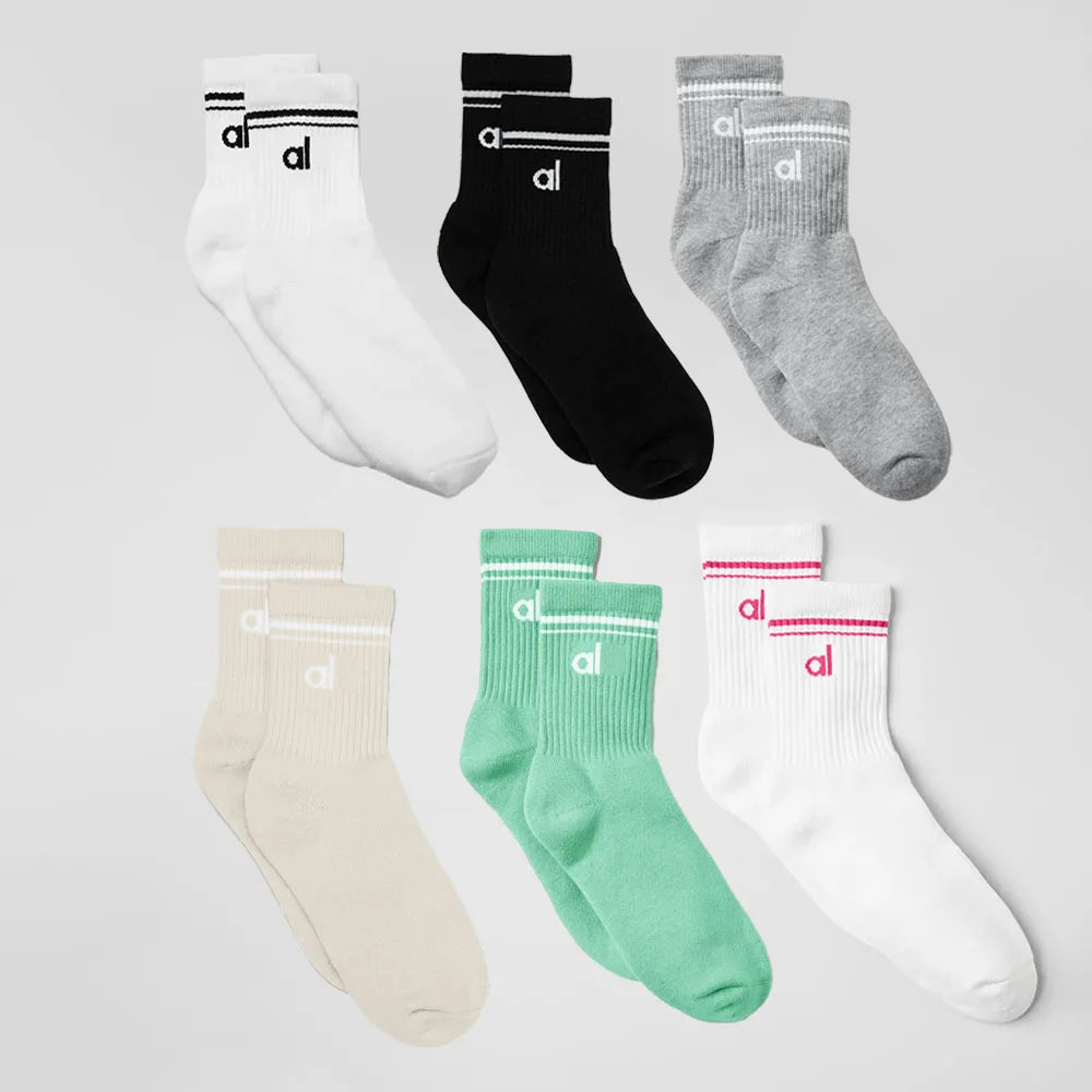 AL Fashion Yoga Sock Retro Cotton Sports Medium Long Socks Pilates Fitness Sports Four Seasons Socks Women'S Yoga Medium Sock-Gennys fashion