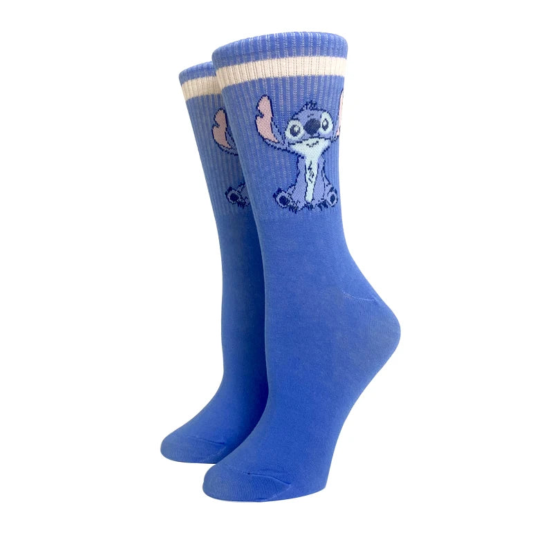 5 Pairs Cartoon Stitch Women Socks Cotton Comfortable Anime Socks Crew Socks Casual Happy Funny Socks Size 35-40-Gennys fashion
