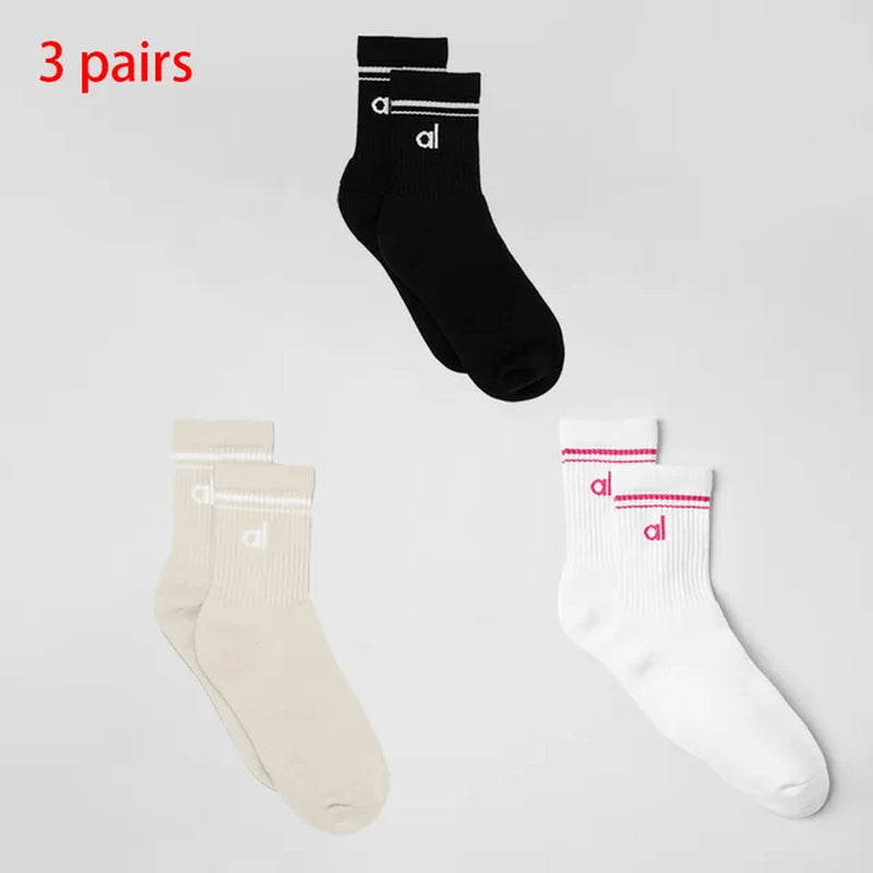 AL Fashion Yoga Sock Retro Cotton Sports Medium Long Socks Pilates Fitness Sports Four Seasons Socks Women'S Yoga Medium Sock-Gennys fashion