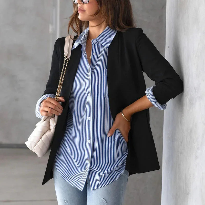 Casual Loose Striped Shirts for Women 2024 Autumn Vintage Women'S Oversized Shirts and Blouses Fashion Elegant Youth Female Tops-Gennys fashion