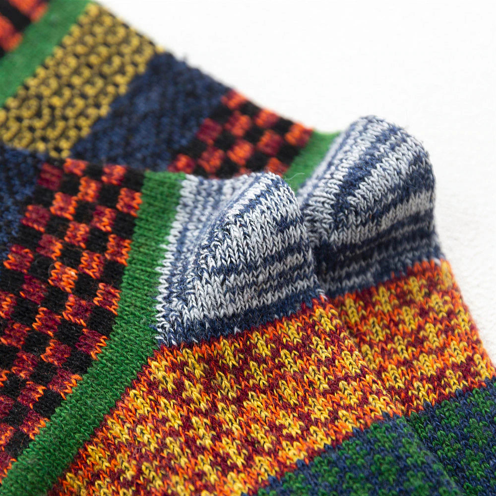 Brand 5 Pairs Winter Men'S Socks Thicken Sheep'S Wool Socks Warm Men Retro Style Colorful Fashion Man Socks for Snow Boots-Gennys fashion