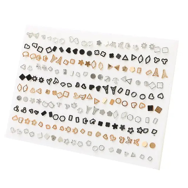 100Pair Women Acrylic Crystal Small Stud Earrings Set Girls Child Heart Star Animal Moon Crown Plastic Geometric Earring Jewelry-Gennys fashion