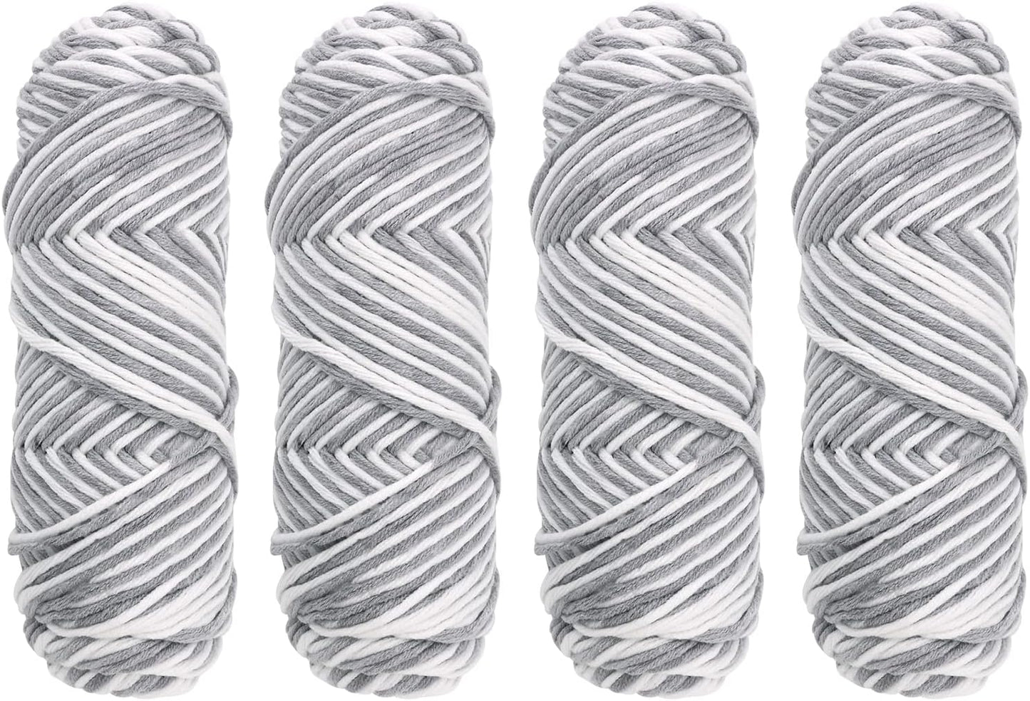 Crochet Knitting Soft and Comfortable Milk Cotton Wool Double Knitting Yarn Multi-Colored Acrylic Crochet Yarn Set for Hats Doll (White + Grey)-Gennys fashion