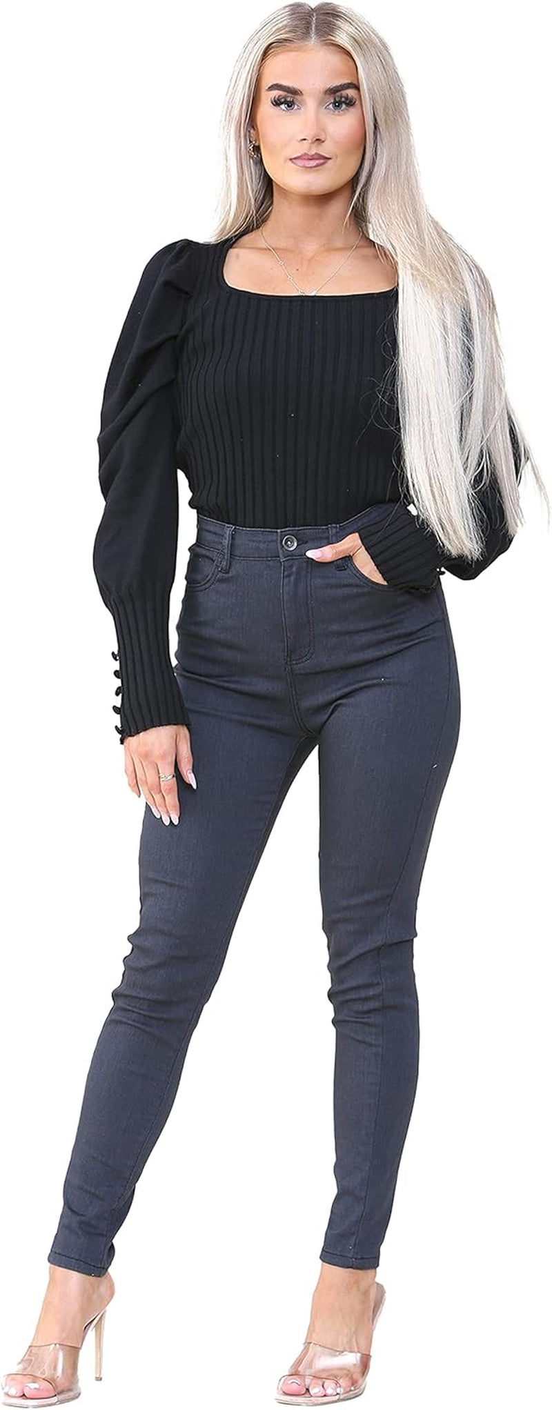 High-Waisted Skinny Stretch Jeans