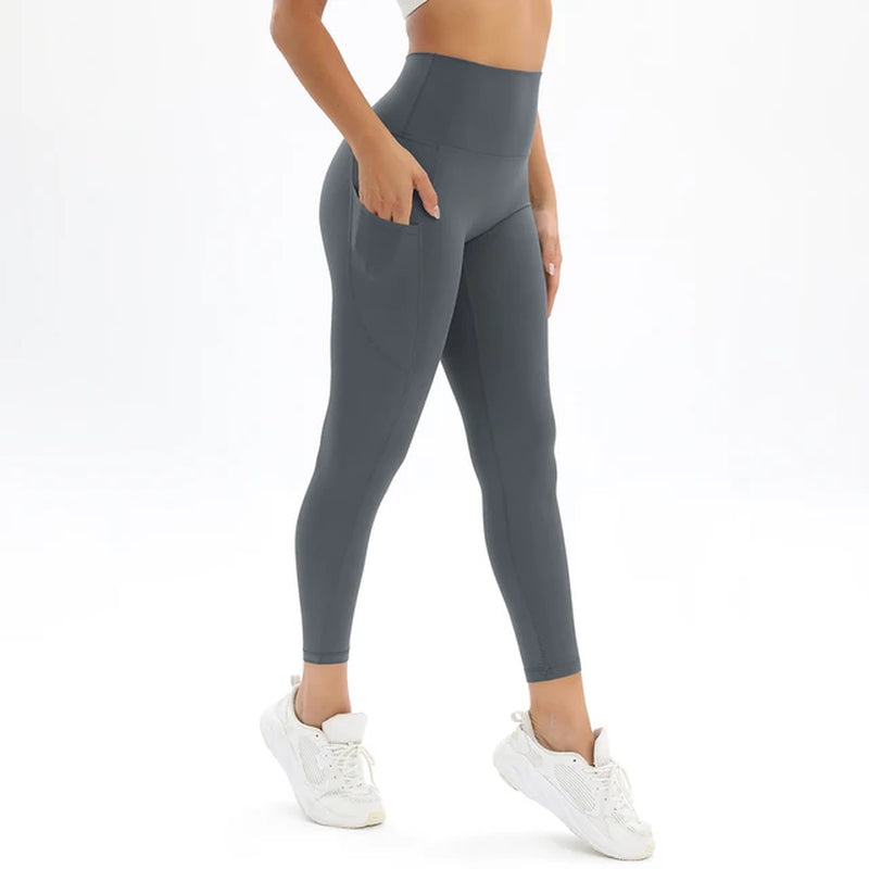 High Waist Naked Feeling Leggings Women Sport Leggings Fitness Running Yoga Pants with Pocket Energy Leggings Gym Girl Leggings-Gennys fashion