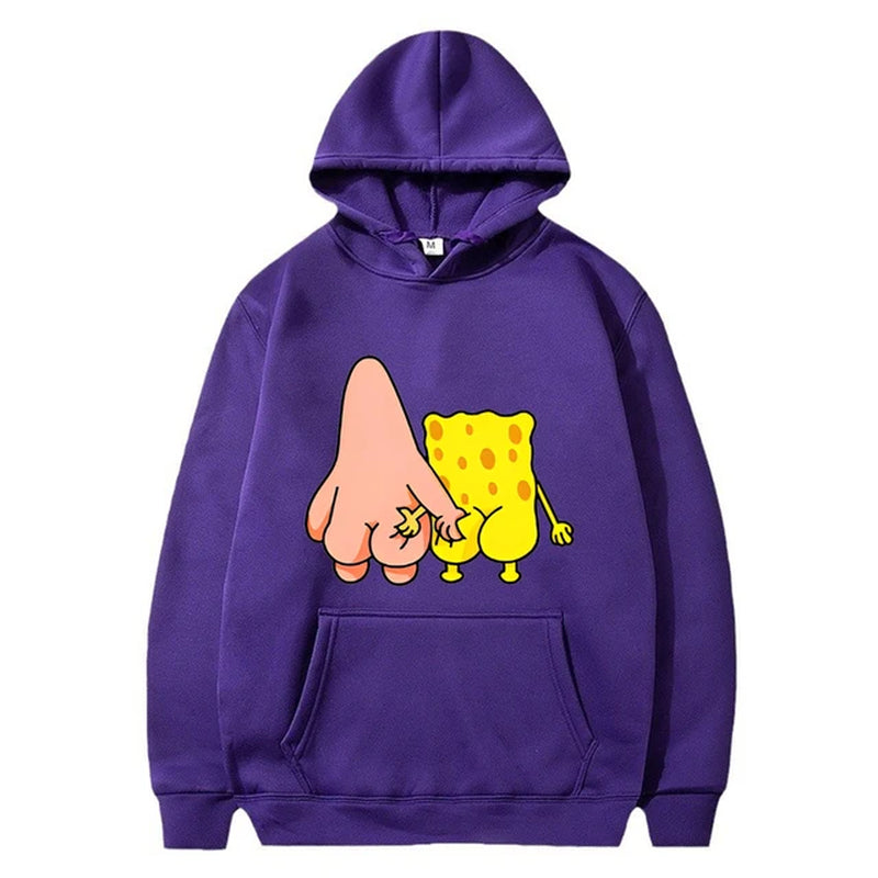 Fun and Funny Spongebob Squarepants and Patrick Star Men'S and Women'S Fashion Anime Street Trend Y2K Leisure Sports Hoodie-Gennys fashion