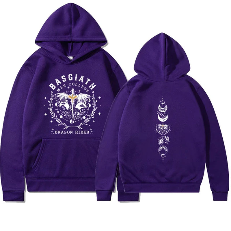 Fourth Wing Hoodie Basgiath War College Hooded Dragon Rider Sweater the Empyrean Series Sweatshirt Unisex Casual Hoodies-Gennys fashion