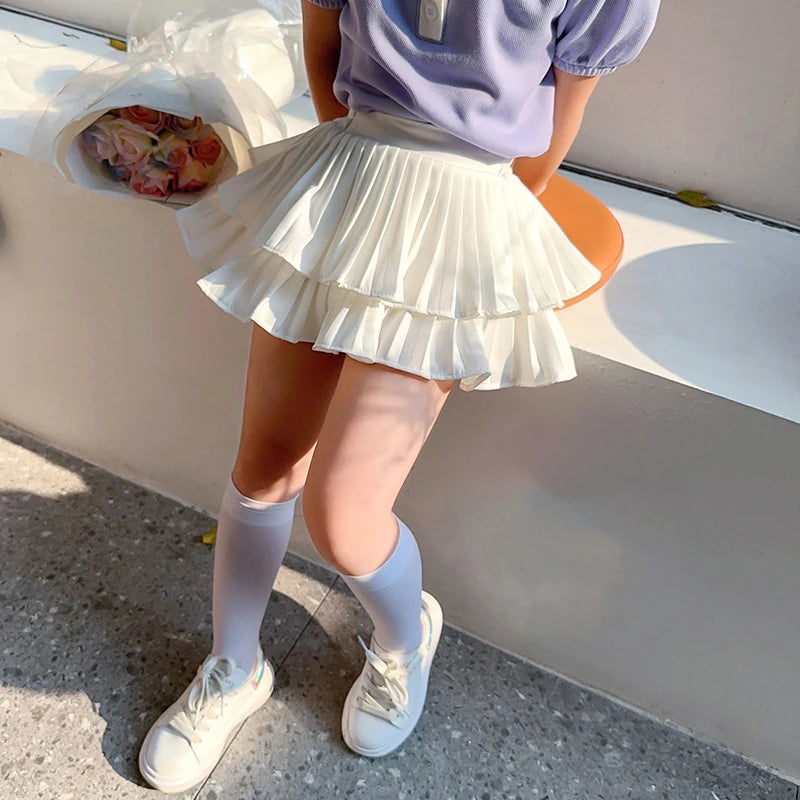 Girls' Cake Skirt Summer White Half Skirt Princess Style Children'S Fluffy Short Skirt Fashionable Street Style Baby-Gennys fashion