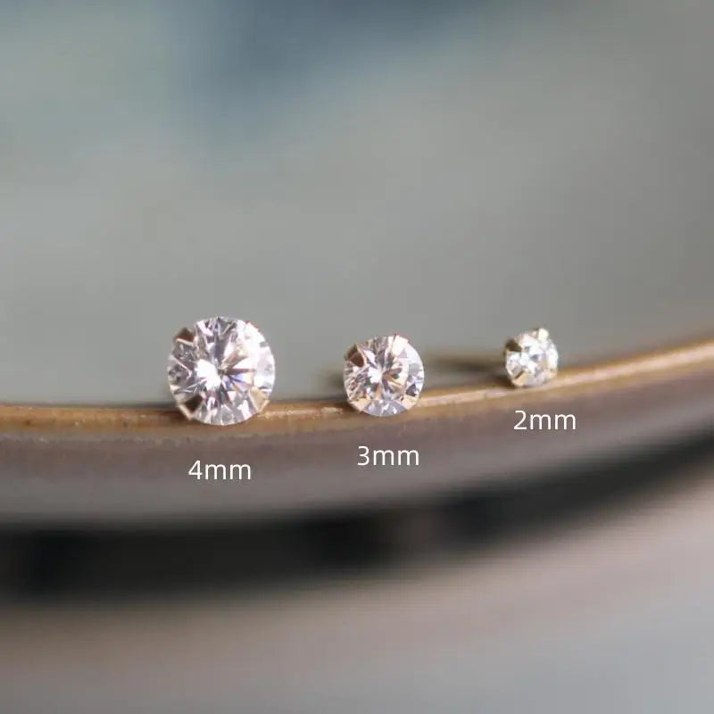14K Gold Crystal Mini Stud Earrings