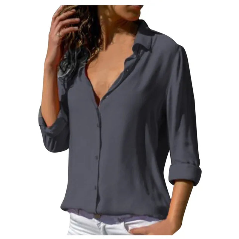 Spring Women White Chiffon Shirt Female Blouse Tops Long Sleeve Casual Turn-Down Collar Ol Style Women Loose Blouses Блузки @40-Gennys fashion