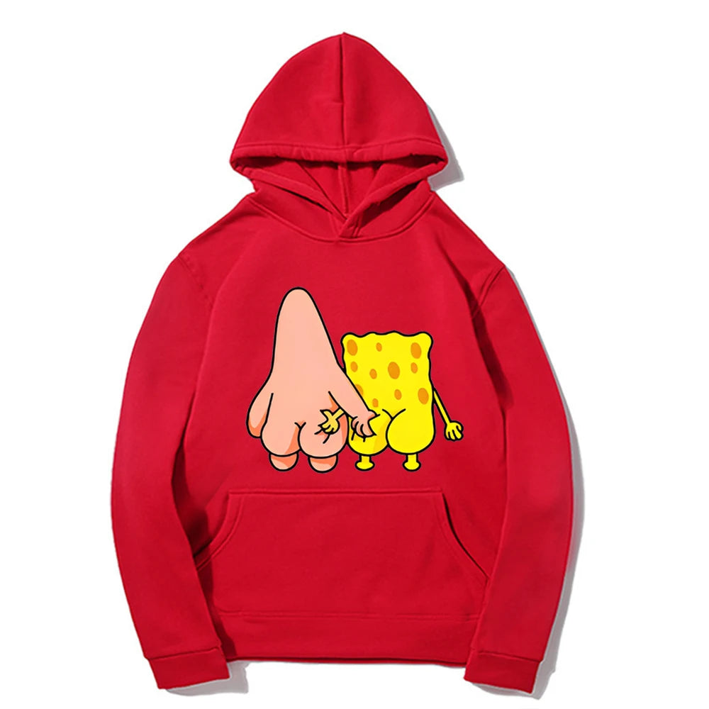 Fun and Funny Spongebob Squarepants and Patrick Star Men'S and Women'S Fashion Anime Street Trend Y2K Leisure Sports Hoodie-Gennys fashion