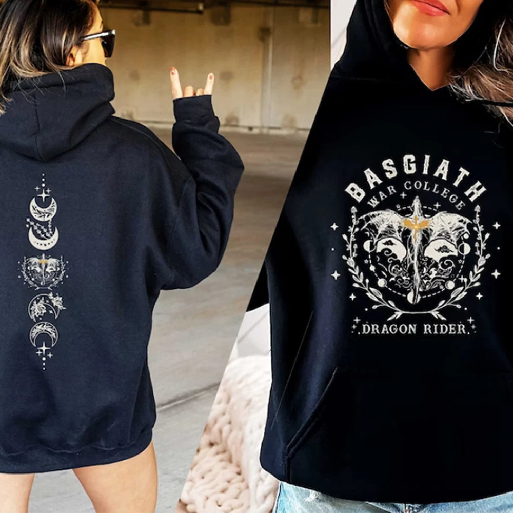Fourth Wing Hoodie Basgiath War College Hooded Dragon Rider Sweater the Empyrean Series Sweatshirt Unisex Casual Hoodies-Gennys fashion