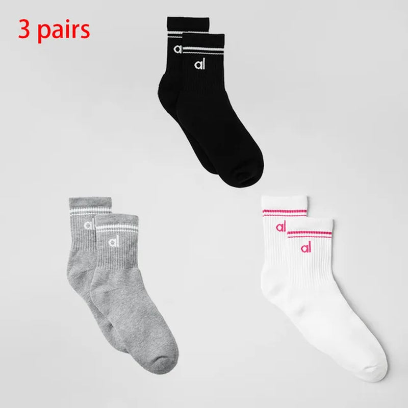 AL Fashion Yoga Sock Retro Cotton Sports Medium Long Socks Pilates Fitness Sports Four Seasons Socks Women'S Yoga Medium Sock-Gennys fashion
