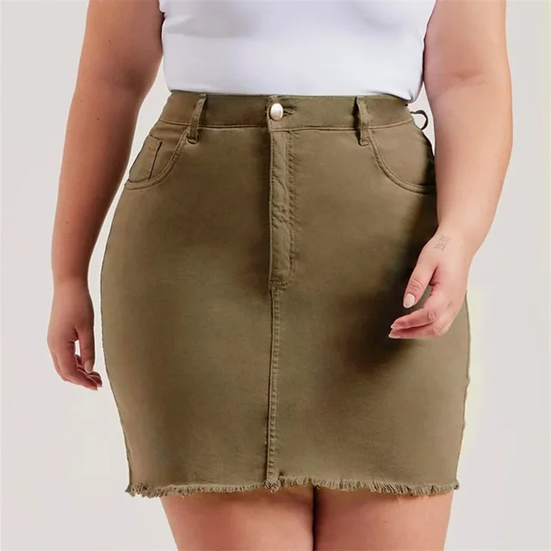 Women Fashion Tassel Splicing Hem Denim Skirt Summer Slim Fit Wrap Hip Half-Body Dress Female Daily Elegant Office Commuter Wear-Gennys fashion