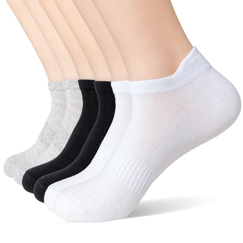 6Pairs Women Men Socks Couple Student Cotton New plus Size Sports Ear Mesh Spot Running Solid Color Boat Ankle Socks-Gennys fashion