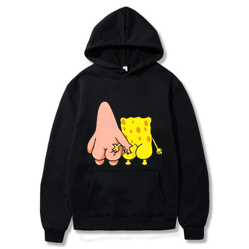 Fun and Funny Spongebob Squarepants and Patrick Star Men'S and Women'S Fashion Anime Street Trend Y2K Leisure Sports Hoodie-Gennys fashion