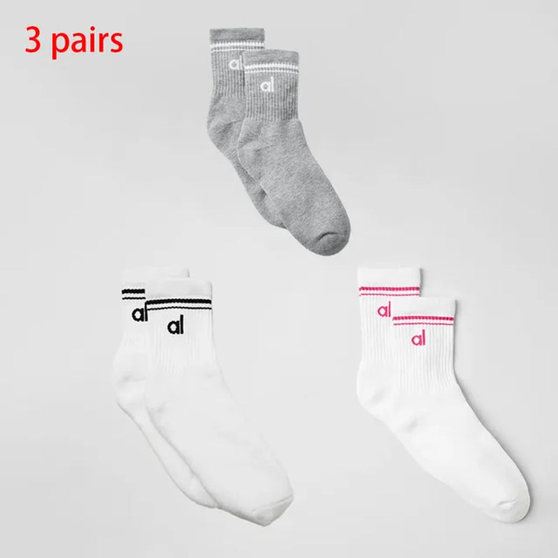 AL Fashion Yoga Sock Retro Cotton Sports Medium Long Socks Pilates Fitness Sports Four Seasons Socks Women'S Yoga Medium Sock-Gennys fashion