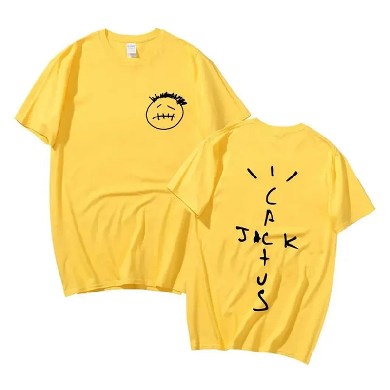 Rapper Cactus Jack Music Album T Shirts Men Women Fashion Hip Hop T Shirt Casual 100% Cotton Short Sleeve T-Shirt Oversized Tops-Gennys fashion