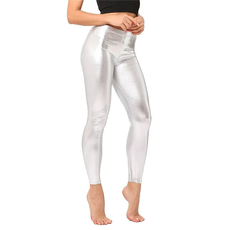 Sexy Leather Leggings Women Pants Bright Metallic Style Leather Legging Female Elastic Slim Fitness Leather Pants Trousers-Gennys fashion